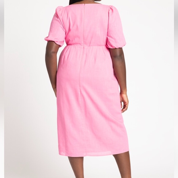 ELOQUII Twist Bodice Puff Sleeve Dress - Picture 2 of 10